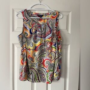 Tommy Hilfiger Multicolor Paisley Blouse size large sleeveless EUC